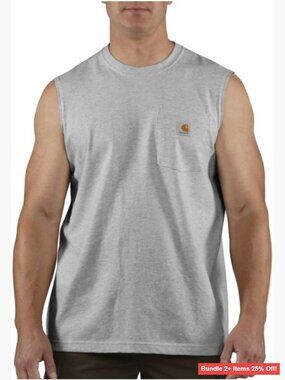 Relaxed Fit Sleeveless Pocket T-Shirt Heavyweight Cotton Workwear